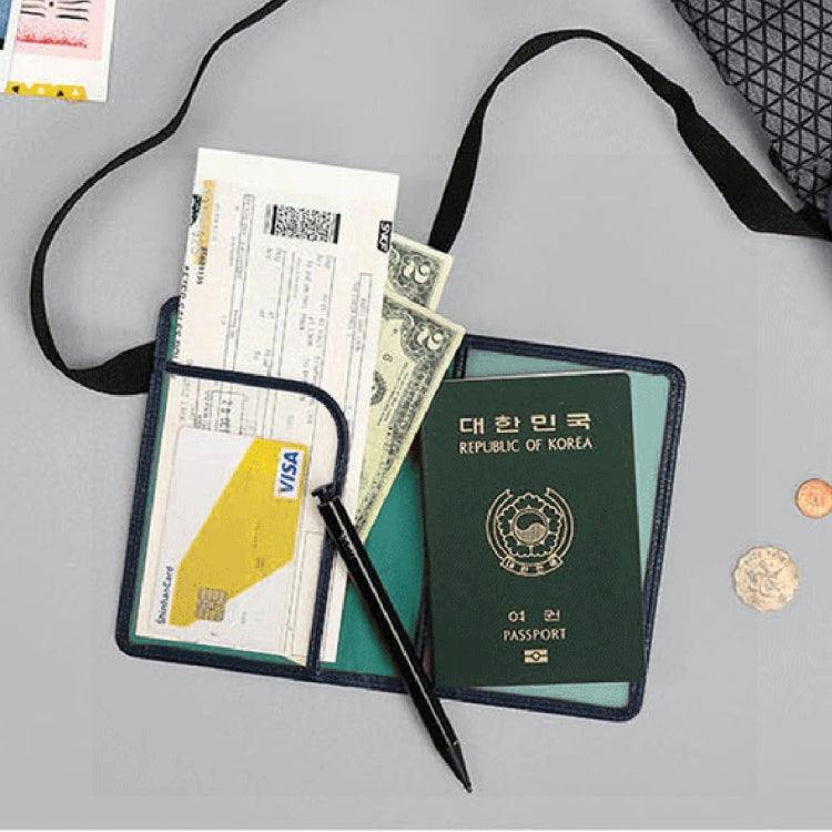 Multi-function Short Style Leather Passport Travel Wallet Certificates Ticket Case with Card Slots &Wallet & Pen Strap