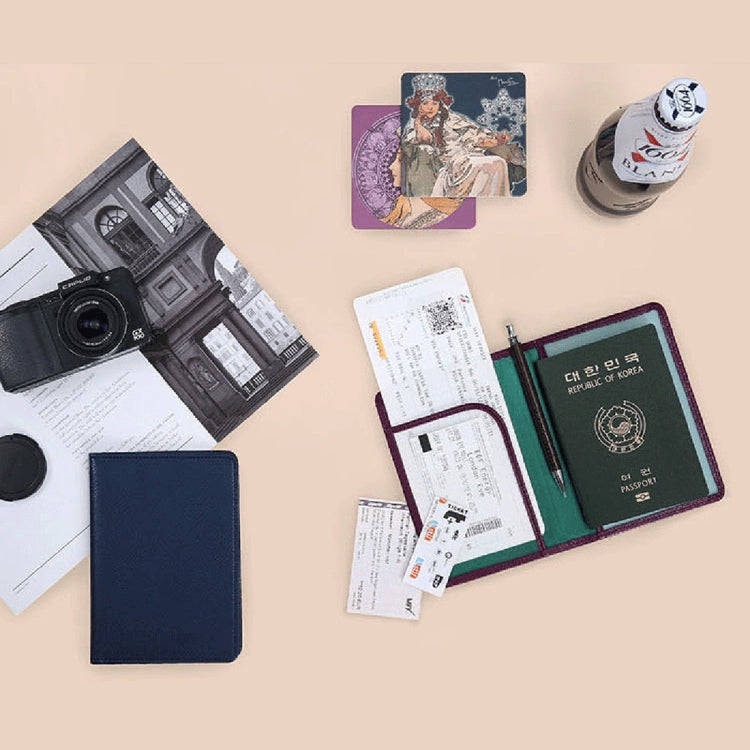 Multi-function Short Style Leather Passport Travel Wallet Certificates Ticket Case with Card Slots &Wallet & Pen Strap