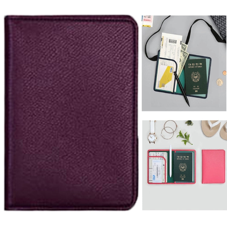 Multi-function Short Style Leather Passport Travel Wallet Certificates Ticket Case with Card Slots &Wallet & Pen Strap