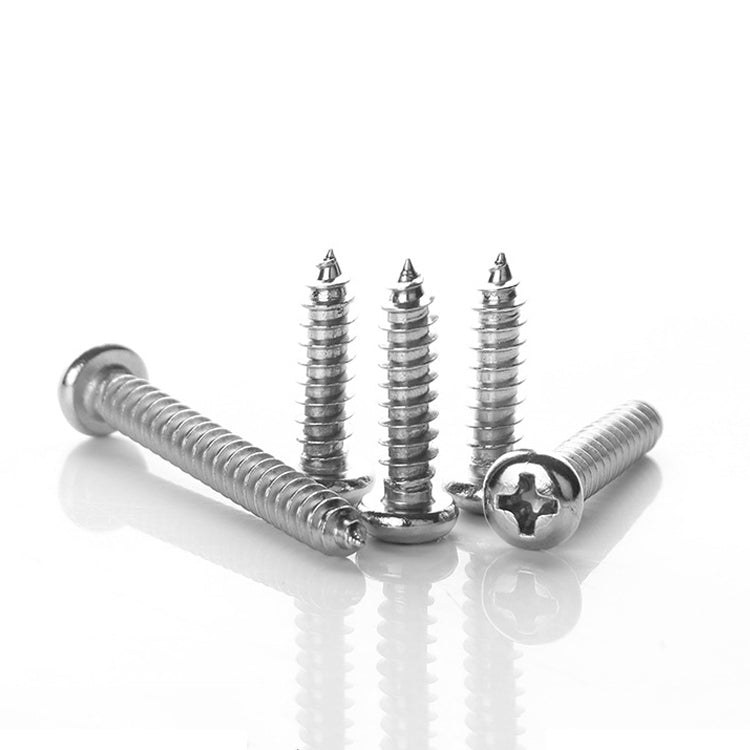 200 PCS 201 Stainless Steel Cross Round-headed Tapping Thread Screw, M5x10
