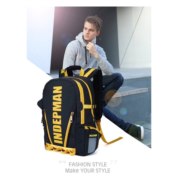 INDEPMAN DL-B029 Fashion Student Schoolbag 13.5 inch Nylon Laptop Notebook Computer Bag Backpack Shoulders Bag Outdoors Travelling Bag with Adjustable Shoulder Strap & Professional Lock Catch for Men and Women, Size: 45 x 30 x 12 cm(Yellow)