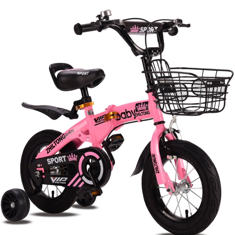 ZHILTONG 5166 14 inch Foldable Portable Children Pedal Mountain Bike with Front Basket & Bell, Recommended Height: 100-115cm
