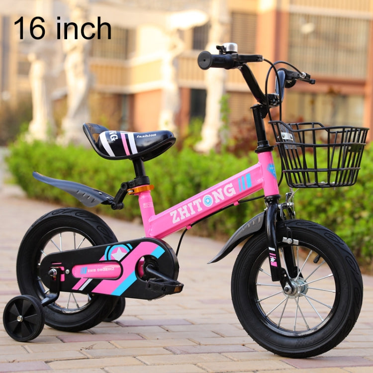 ZHITONG 8366 16 inch Fashion Version Children High Carbon Steel Frame Balance Car Pedal Bicycle with Front Basket & Bell, Recommended Height: 110-125cm