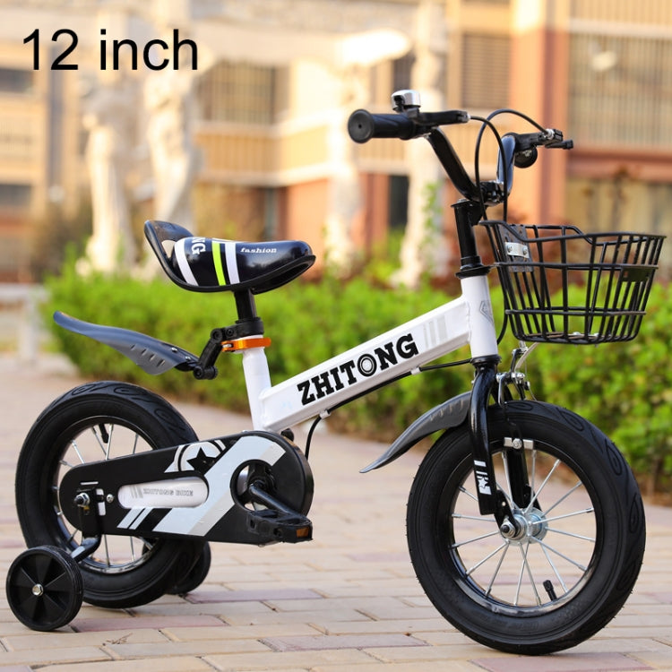 ZHITONG 8366 12 inch Fashion Version Children High Carbon Steel Frame Balance Car Pedal Bicycle with Front Basket & Bell, Recommended Height: 90-105cm