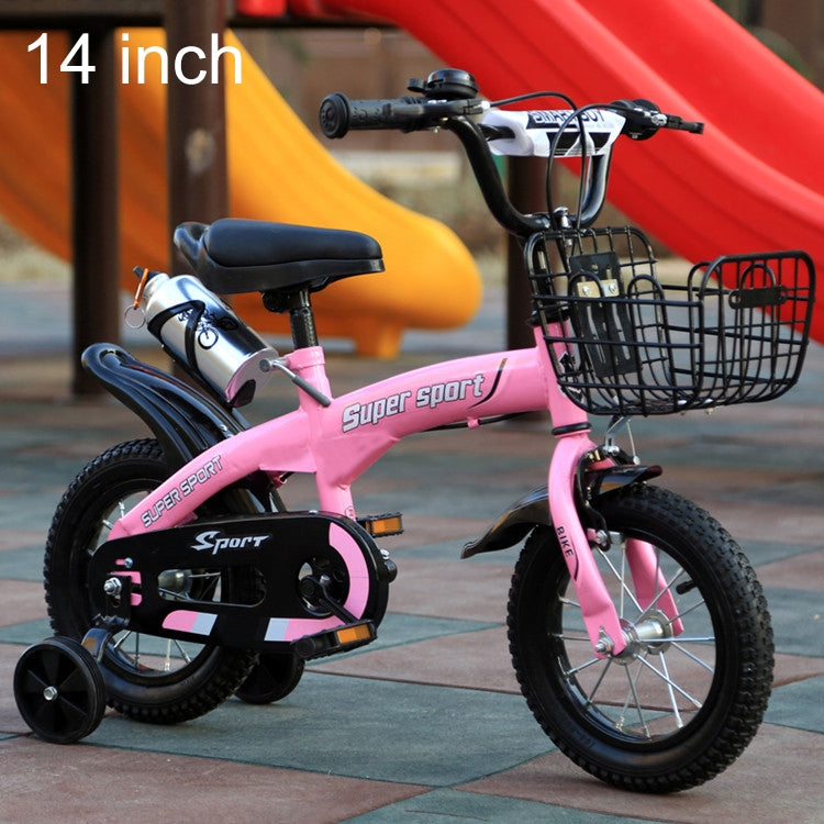 5188 14 inch Sports Version Children High Carbon Steel Frame Pedal Bicycle with Front Basket & Bell, Recommended Height: 98-115cm