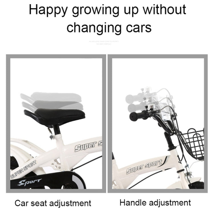 5188 14 inch Sports Version Children High Carbon Steel Frame Pedal Bicycle with Front Basket & Bell, Recommended Height: 98-115cm