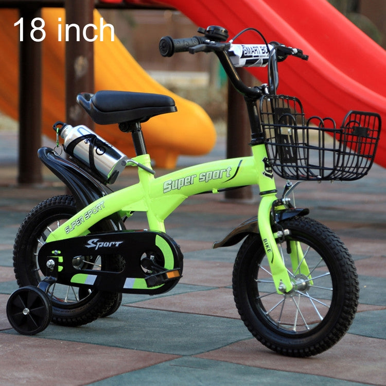 5188 18 inch Sports Version Children High Carbon Steel Frame Pedal Bicycle with Front Basket & Bell, Recommended Height: 118-135cm