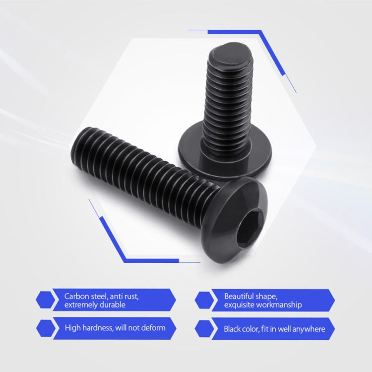 120 PCS M3 Carbon Steel Bolt 10-20mm Button Head Hex Socket Cap Screw Bolt Metric (Black)
