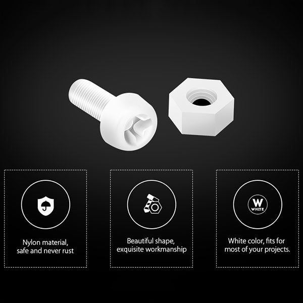 160PCS Nylon M3 Hexagonal Screw Nut Combination Set (White)