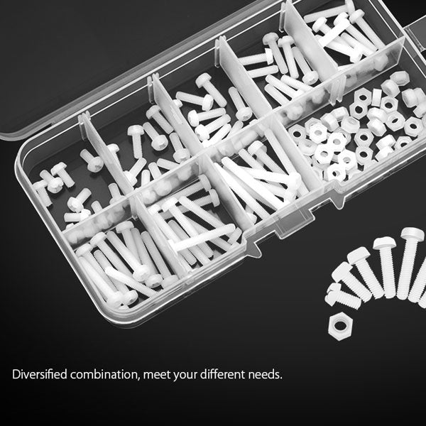 160PCS Nylon M3 Hexagonal Screw Nut Combination Set (White)