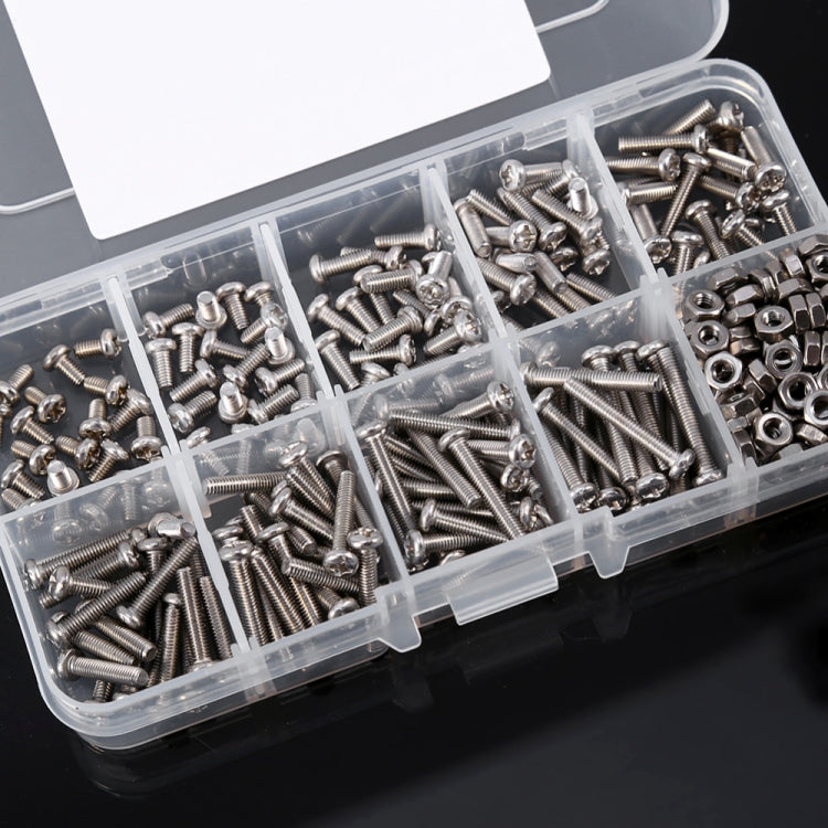 340 PCS DIN7985 Cross Screws Bolts Nut M3 Stainless Steel Pan Head Screw Set