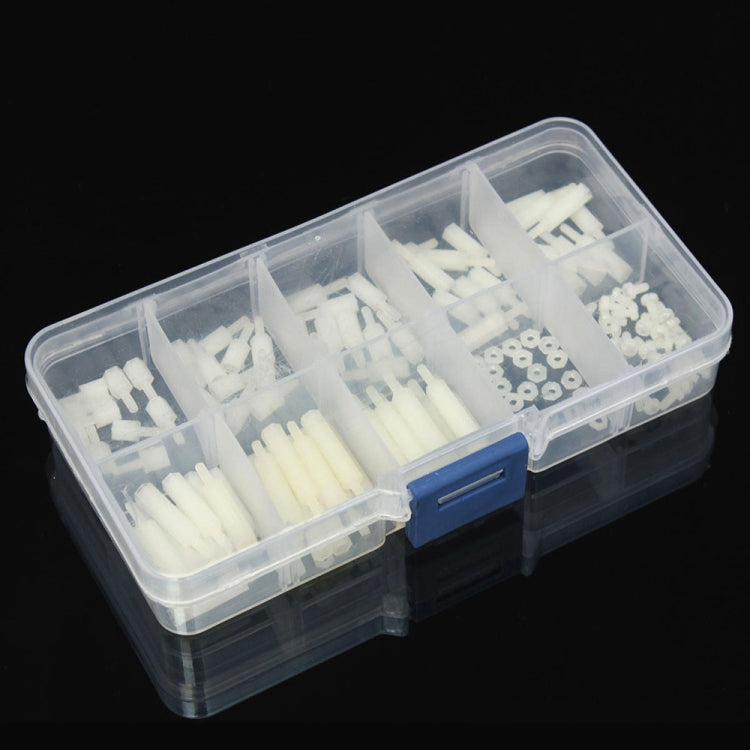 140 PCS Nylon M2 White Hex Socket Stud Nut Screws PCB Standoff Assortment Kit(White)