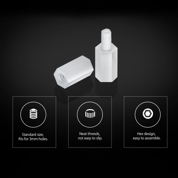 150 PCS Nylon M3 White Hex Socket Stud Nut Screws PCB Standoff Assortment Kit (White)