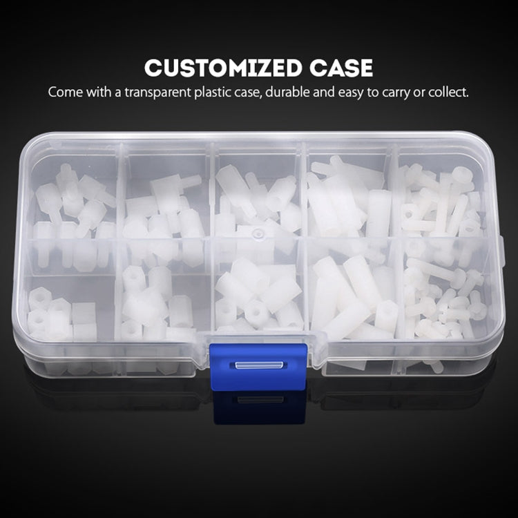 150 PCS Nylon M3 White Hex Socket Stud Nut Screws PCB Standoff Assortment Kit (White)
