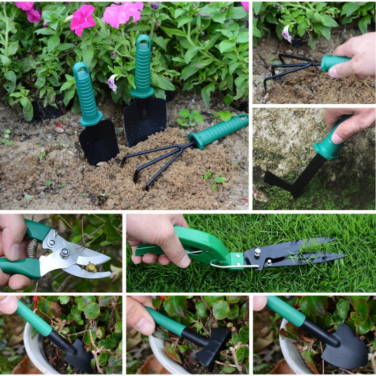 10 PCS / Set Garden Tool Set Gardening Pruning Shears Rake Scoop Weeder Accessories Kit(Green)