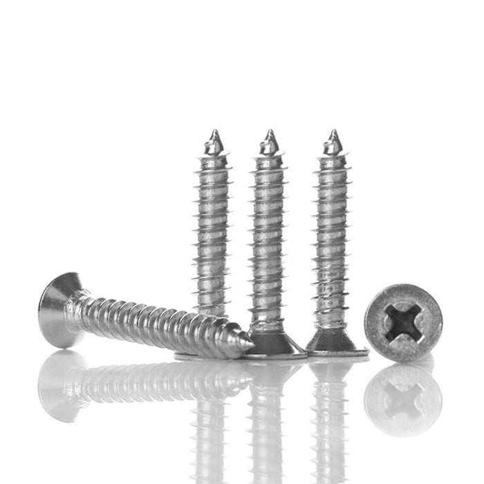 200 PCS 201 Stainless Steel Cross Countersunk Tapping Thread Screw, M4x25