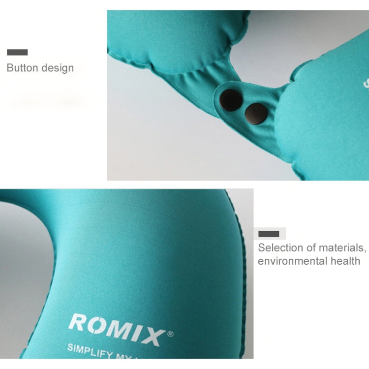 Romix Portable Pressure Automatic Inflatable U Shape TPU Travel Pillow, Size: 46.5*30cm(Grey)