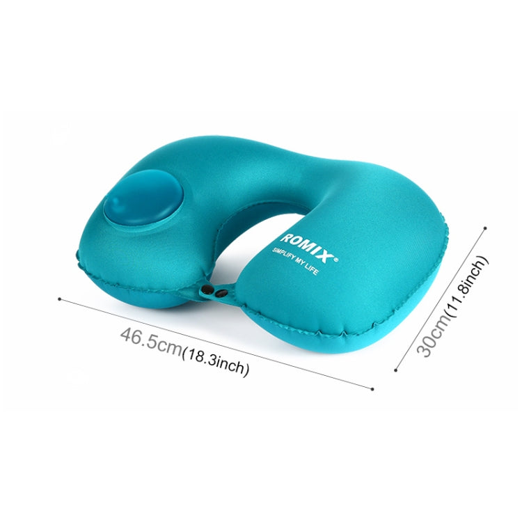 Romix Portable Pressure Automatic Inflatable U Shape TPU Travel Pillow, Size: 46.5*30cm(Grey)