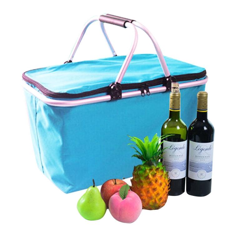 Outdoor Picnic Fold Oxford Cloth Aluminum Film Handbag Lunch Insulated Bag Storage Basket