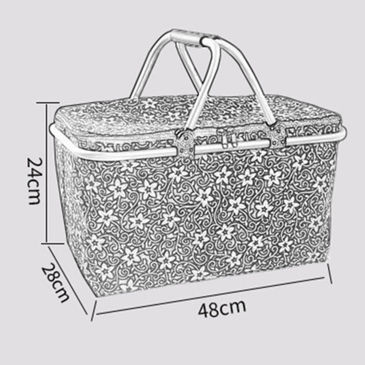Outdoor Picnic Fold Oxford Cloth Aluminum Film Handbag Lunch Insulated Bag Storage Basket