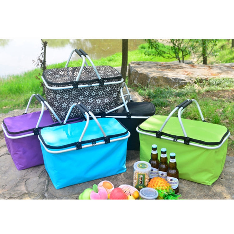 Outdoor Picnic Fold Oxford Cloth Aluminum Film Handbag Lunch Insulated Bag Storage Basket