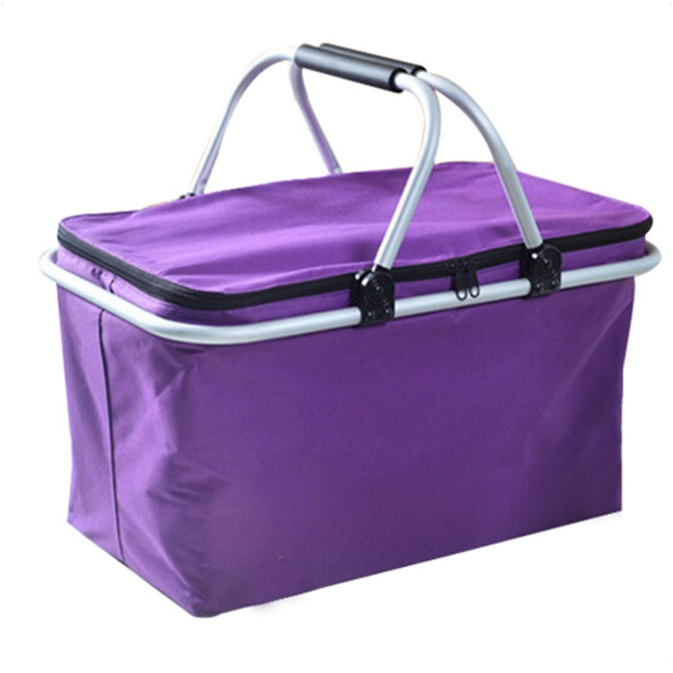Outdoor Picnic Fold Oxford Cloth Aluminum Film Handbag Lunch Insulated Bag Storage Basket