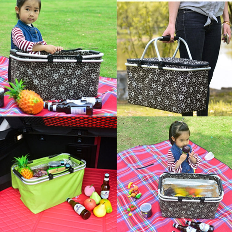 Outdoor Picnic Fold Oxford Cloth Aluminum Film Handbag Lunch Insulated Bag Storage Basket