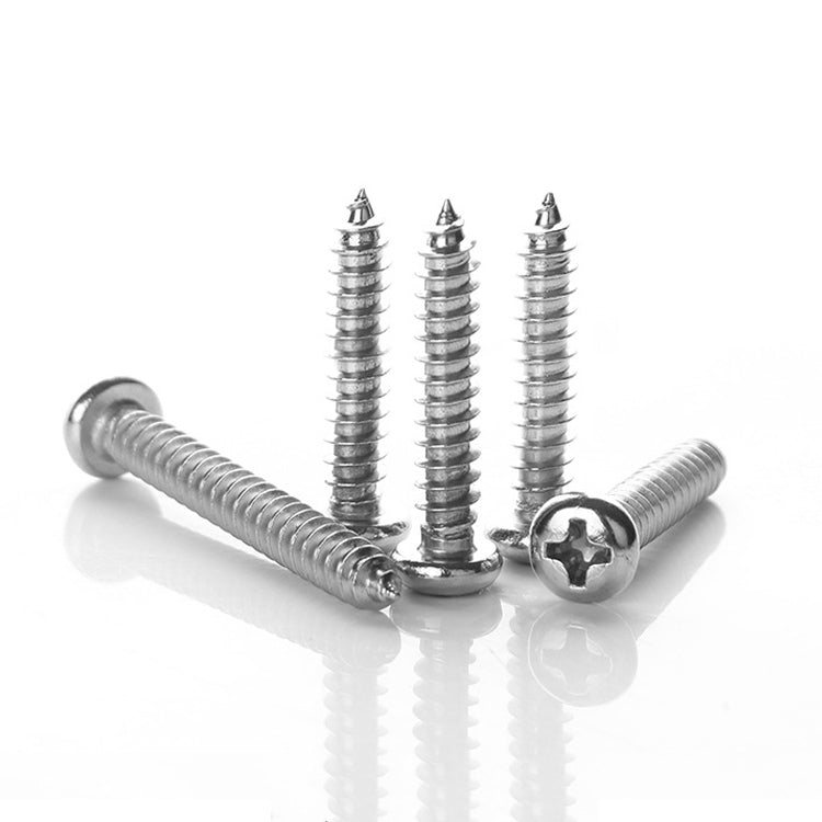 200 PCS 201 Stainless Steel Cross Round-headed Tapping Thread Screw, M3.5x18