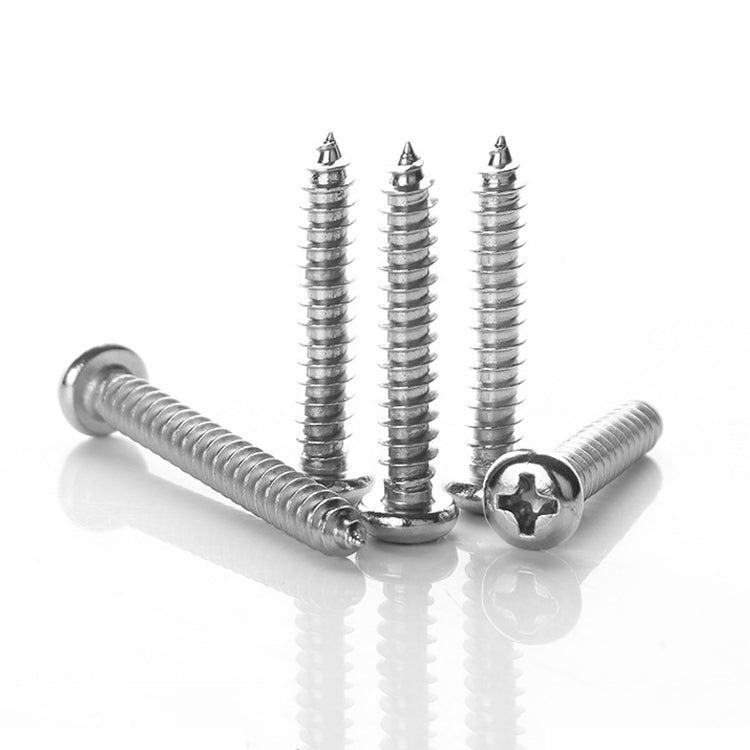 200 PCS 201 Stainless Steel Cross Round-headed Tapping Thread Screw, M4x25