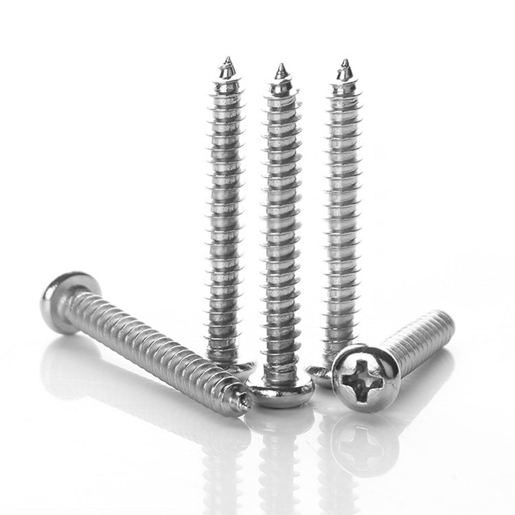 200 PCS 201 Stainless Steel Cross Round-headed Tapping Thread Screw, M5x50