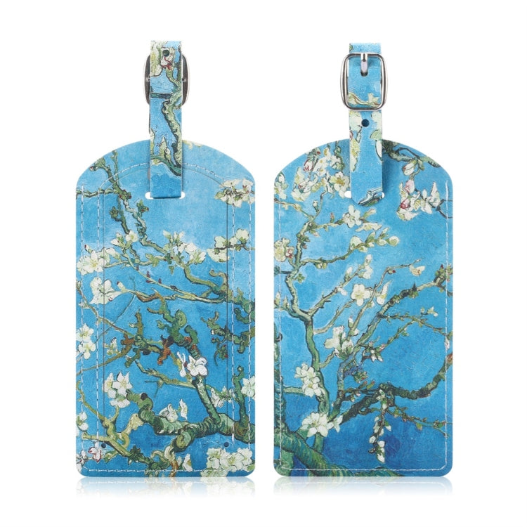 Apricot Flower Pattern Cowhide Texture Coloured Drawing PU Luggage Tag Travel Bag Identification Tag