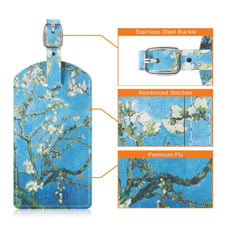 Apricot Flower Pattern Cowhide Texture Coloured Drawing PU Luggage Tag Travel Bag Identification Tag
