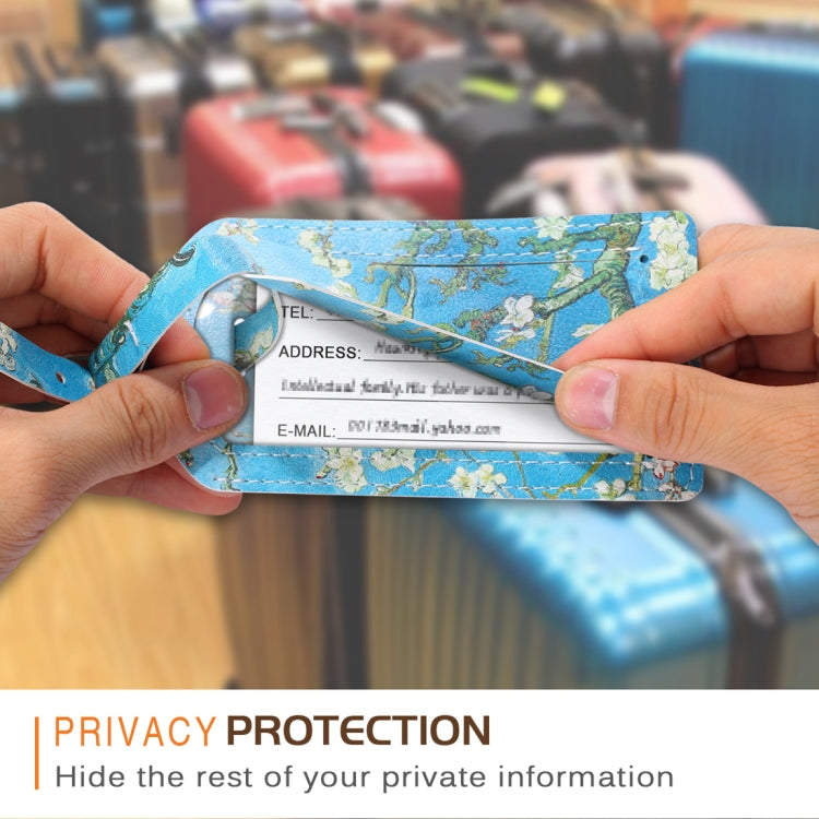 Apricot Flower Pattern Cowhide Texture Coloured Drawing PU Luggage Tag Travel Bag Identification Tag