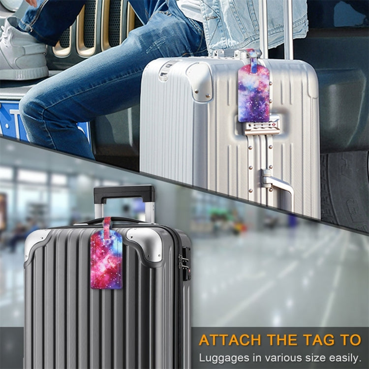 Galaxy Pattern Cowhide Texture Coloured Drawing PU Luggage Tag Travel Bag Identification Tag