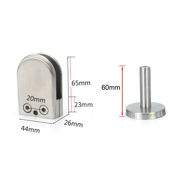 201 Stainless Steel Glass Fish Mouth Support Rod Fixing Clip with 14x60mm Rod, Specification: L