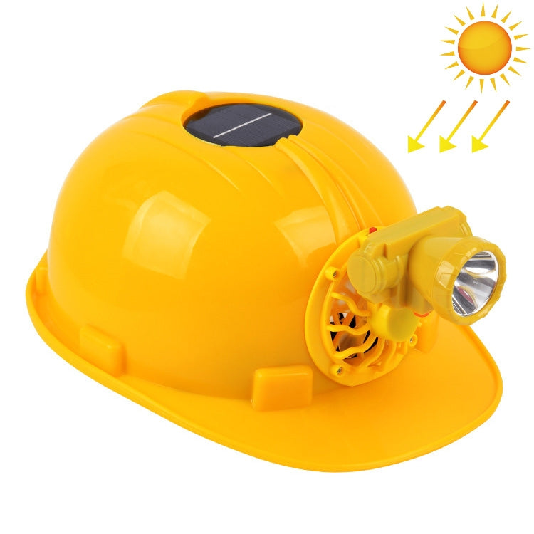 Solar Charging Safety Helmet with Fan & LED Light Outdoor Hard Hat(Yellow)