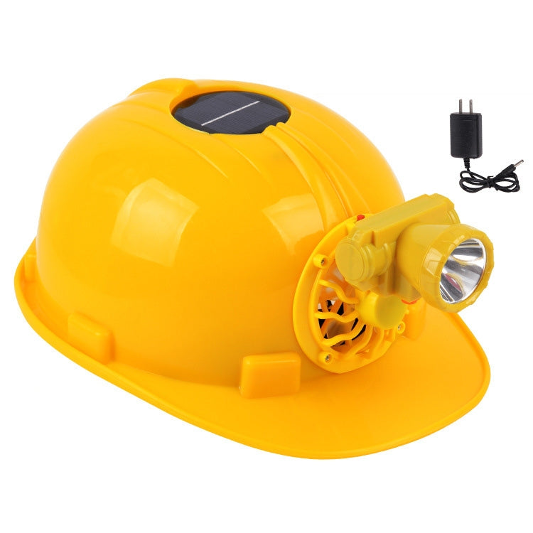 Solar Charging Safety Helmet with Fan & LED Light Outdoor Hard Hat(Yellow)