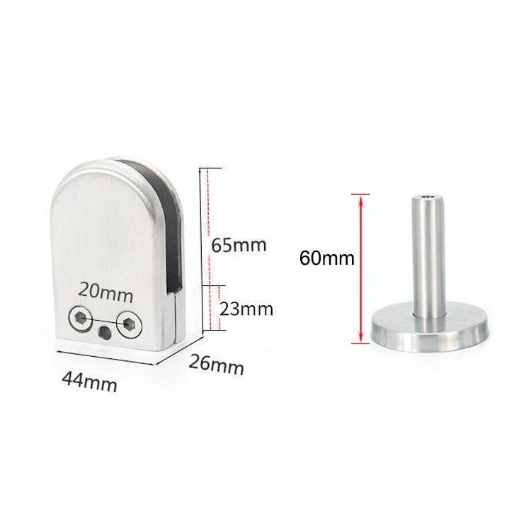 304 Stainless Steel Glass Fish Mouth Support Rod Fixing Clip with 14x60mm Rod, Specification: L