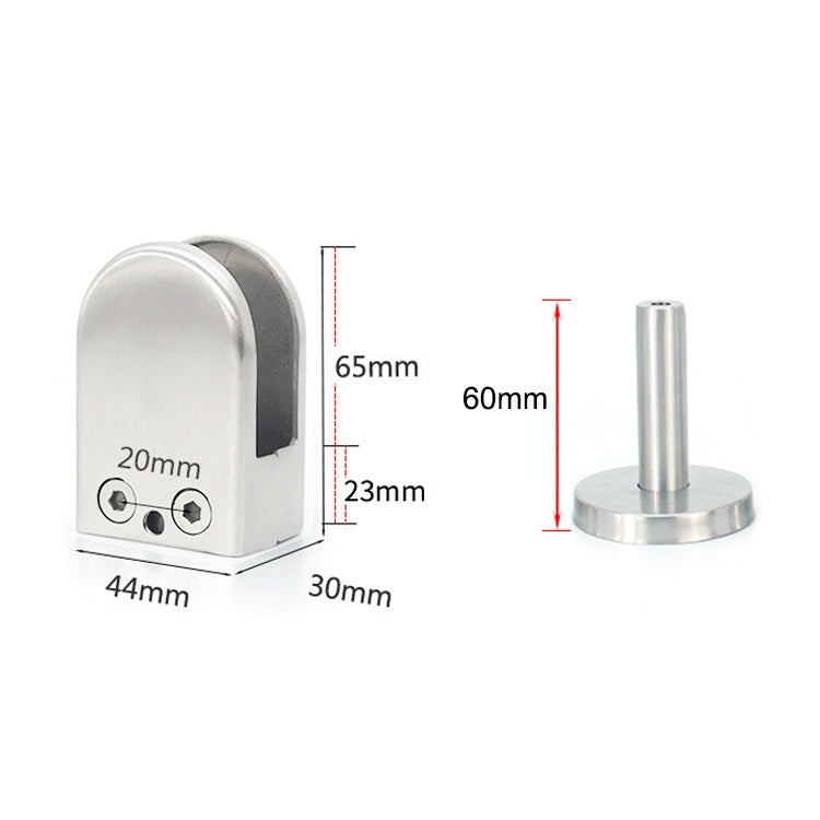 304 Stainless Steel Glass Fish Mouth Support Rod Fixing Clip with 14x60mm Rod, Specification: XL