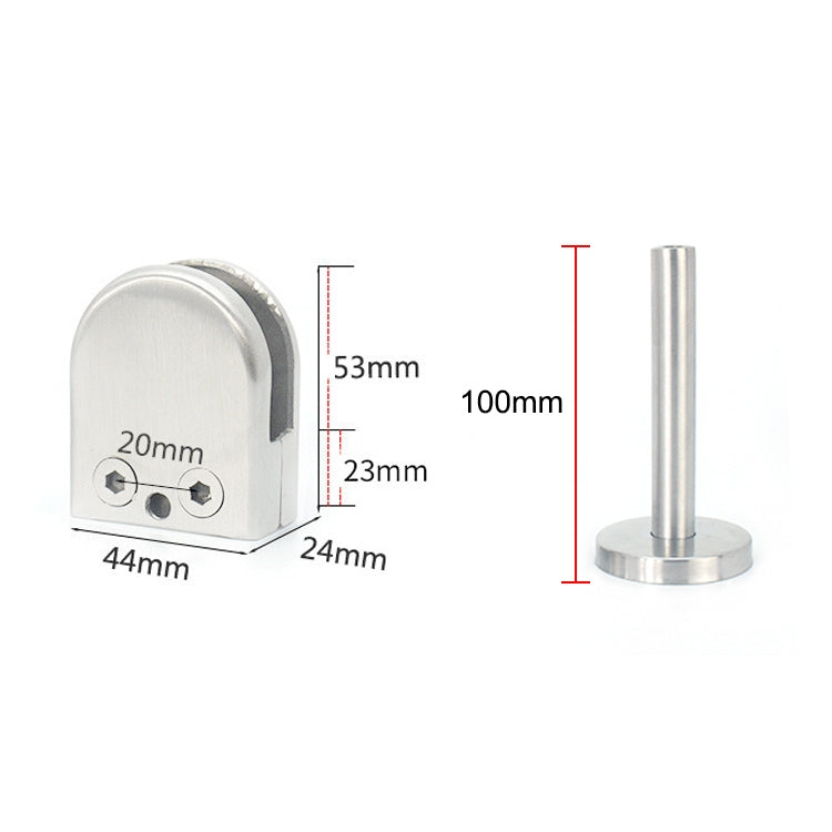 304 Stainless Steel Glass Fish Mouth Support Rod Fixing Clip with 14x100mm Rod, Specification: M