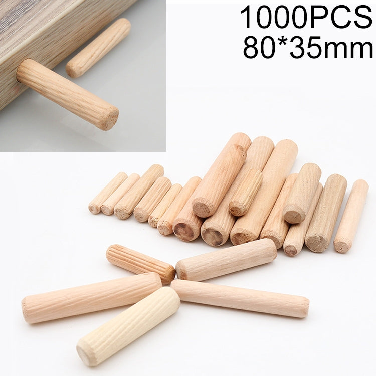 1000 PCS Eucalyptus Round Dowel Tie Plug Furniture Connector, Size: 80x35mm