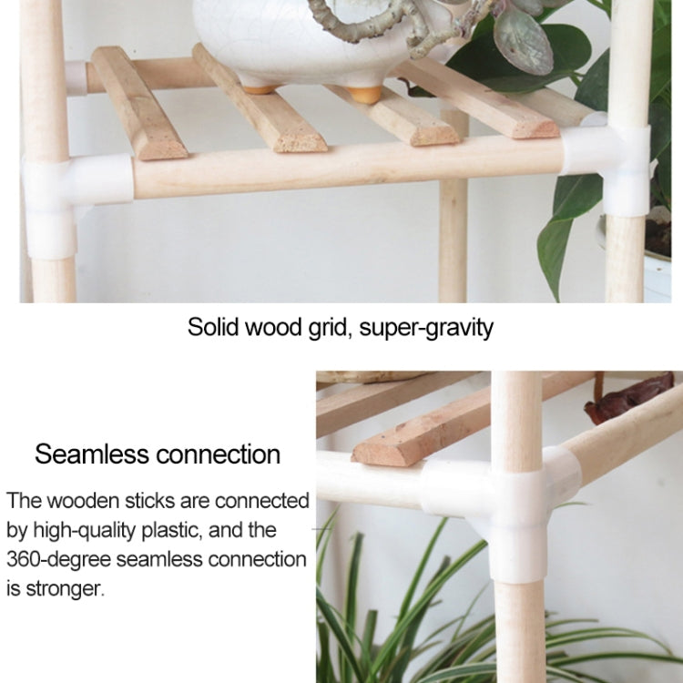 Balcony Living Room Multi-layer Solid Wood Flower Stand Potted Planting Shelves (Standard Style)