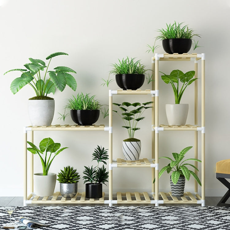 Balcony Living Room Multi-layer Solid Wood Flower Stand Potted Planting Shelves (Extended Style)
