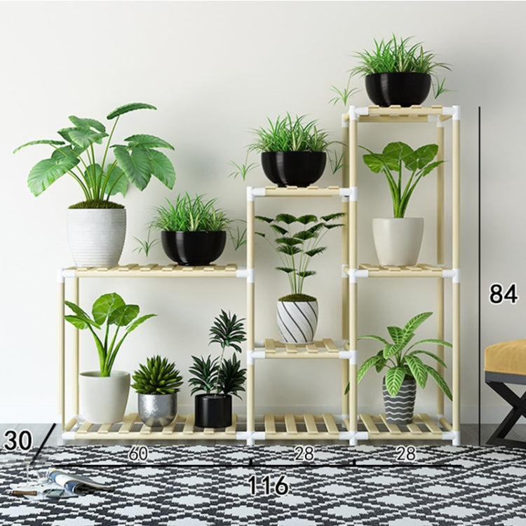 Balcony Living Room Multi-layer Solid Wood Flower Stand Potted Planting Shelves (Extended Style)