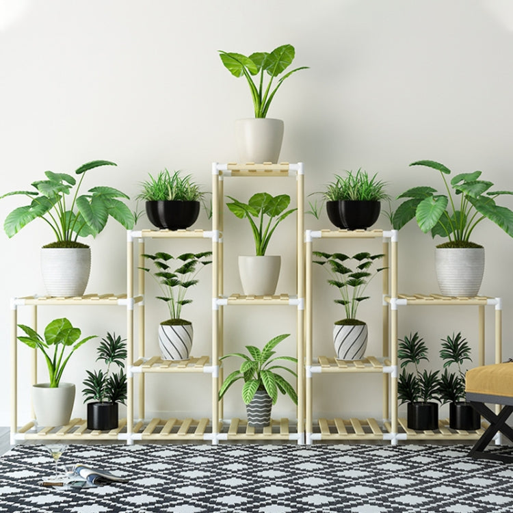 Balcony Living Room Multi-layer Solid Wood Flower Stand Potted Planting Shelves (Combination Style)