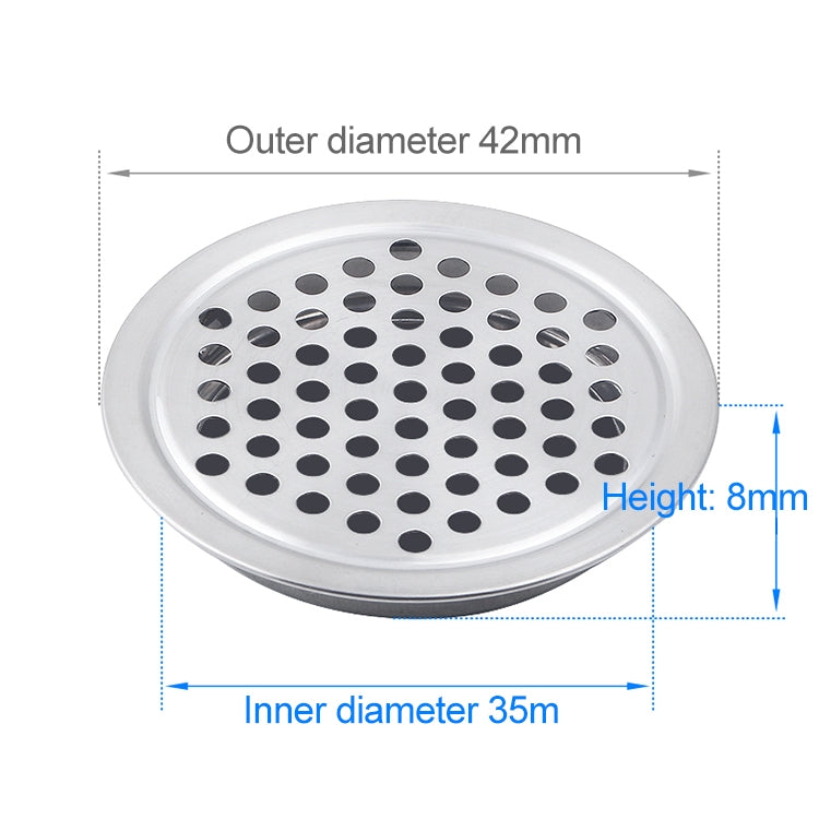 60 PCS 35mm Flat Surface Cabinet Round Air Vent Stainless Steel Louvered Grille Cover Vents with Little Holes
