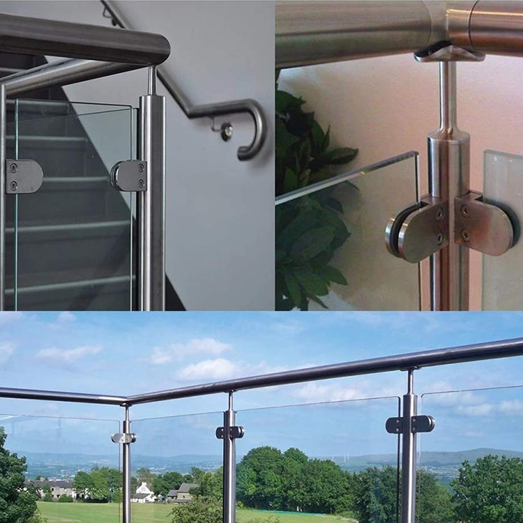 2 PCS 15-20mm Flat Bottom Matte Polished 201 Stainless Steel Fixed Clip Railing Glass Wood Layer Board Clamp Bracket