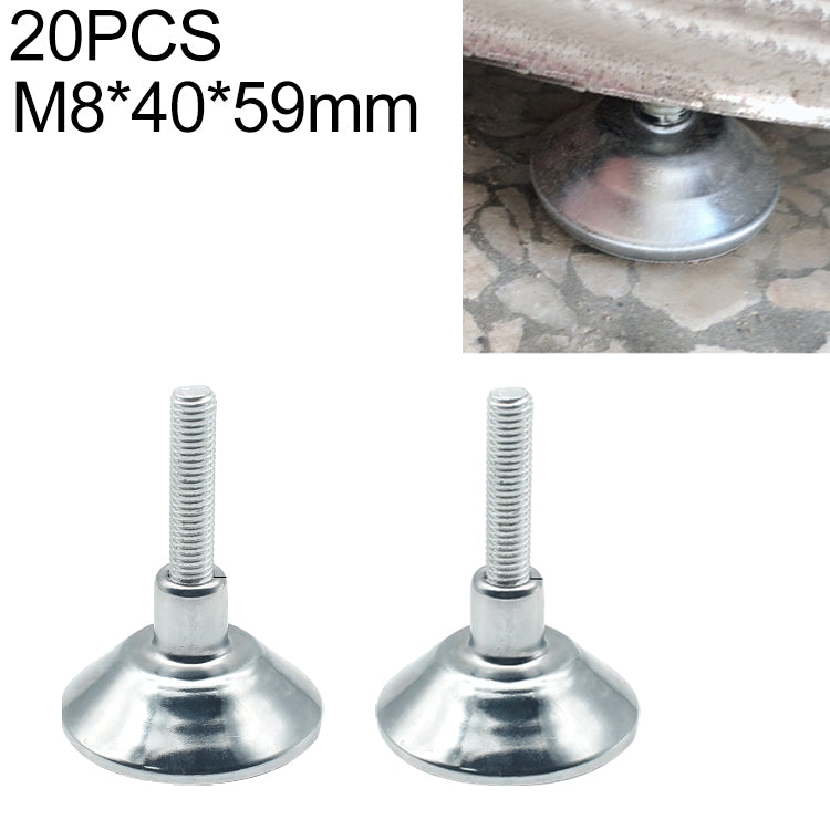 20 PCS Horn Shaped Adjustable Foot Pad, M8 (Wire Length) 40-59mm Bottom
