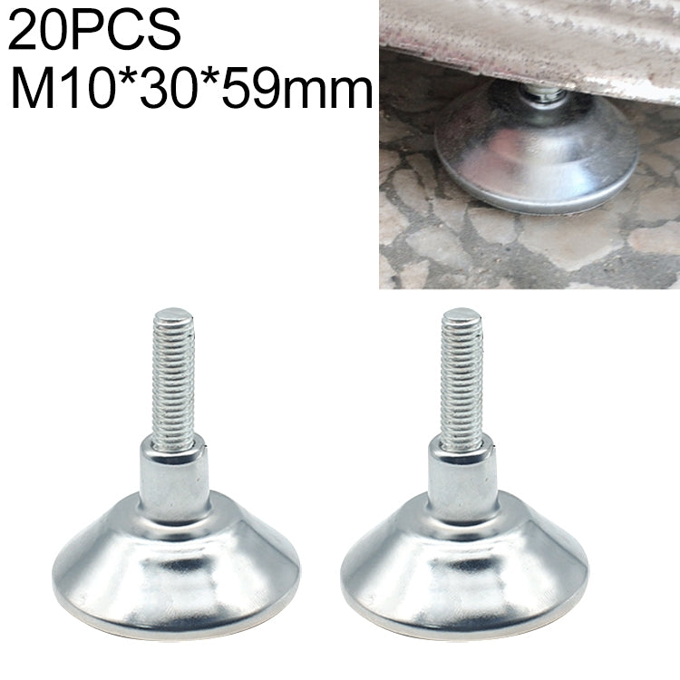 20 PCS Horn Shaped Adjustable Foot Pad, M10 (Wire Length) 30-59mm Bottom