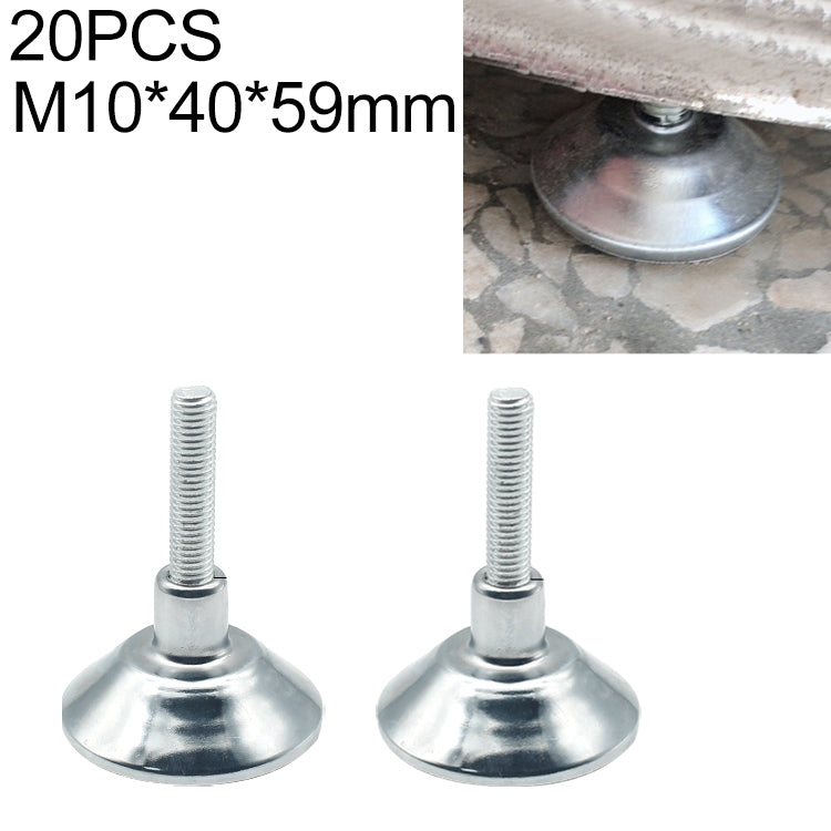 20 PCS Horn Shaped Adjustable Foot Pad, M10 (Wire Length) 40-59mm Bottom